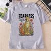 Fearless Leopard Graphic T Shirts Unisex Fearless for My God Is Always with Me TShirt Bible Verse Floral Religious Tee Shirt