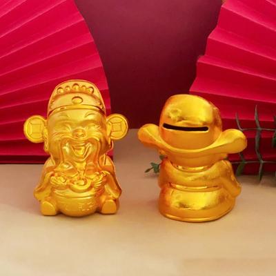 Gold Cartoon Piggy Bank Thickened Good Luck God of Wealth Coin Jar Durable Anti-fall Coin Saving Box New Year Celebration