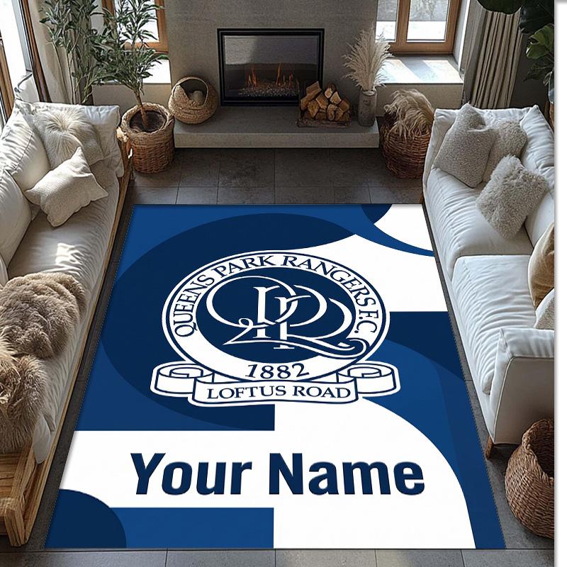 Queens Park Rangers FC Printed Crystal Velvet Rug Non‑Slip Crystal Velvet Carpet For Sofa Bedroom Indoor Home Decoration
