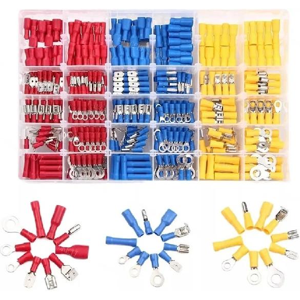 480PCS Insulated Cable Connector Electrical Wire Crimp Spade Butt Ring Fork Set Ring Lugs Rolled Terminals Assorted Kit