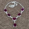 Red Jade Gemstone Handmade 925 Sterling Silver Jewelry Necklace 18" KKG-131