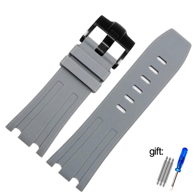 Für AP 15703 Armband Gummi-Uhrenarmband 28mm Schwarz Wasserdicht, Schweißbeständig und Verschleißfest Armband Herren