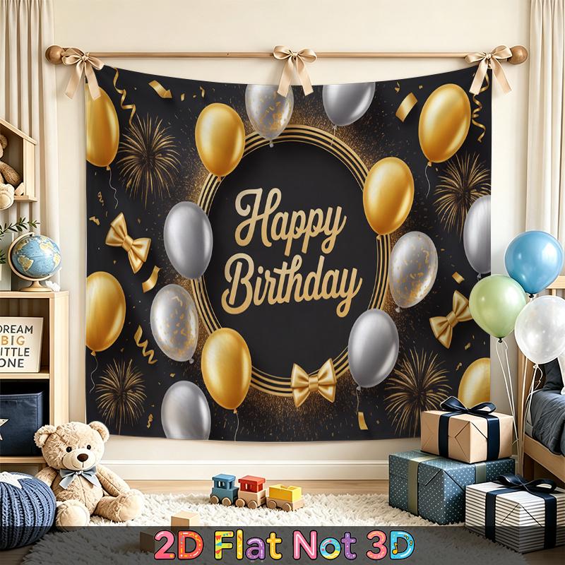 Party Backdrop Happy Birthday Birthday Fireworks Confetti Bow Photo Booth Background Front Door Decor