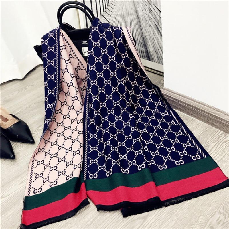 Hot-selling letter imitation cashmere scarf for women, thickened warm double-sided shawl in autumn and winter, versatile scarf