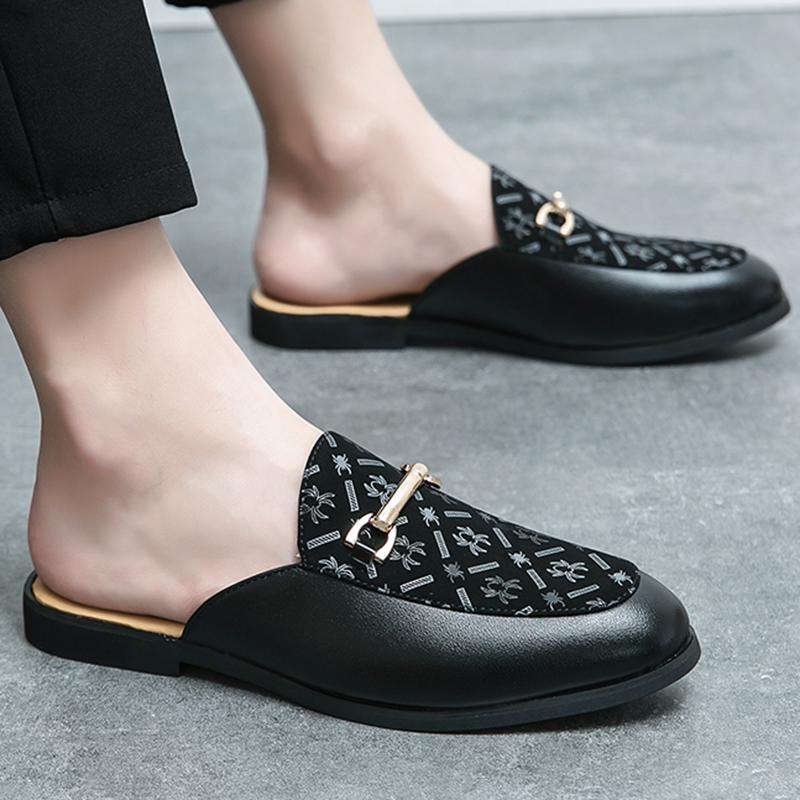 Luxury Designer Brand Men's Printing Pattern Sandals Half Sequin Shoes For Men Mules Casual Shoes Slides Loafers Slippers