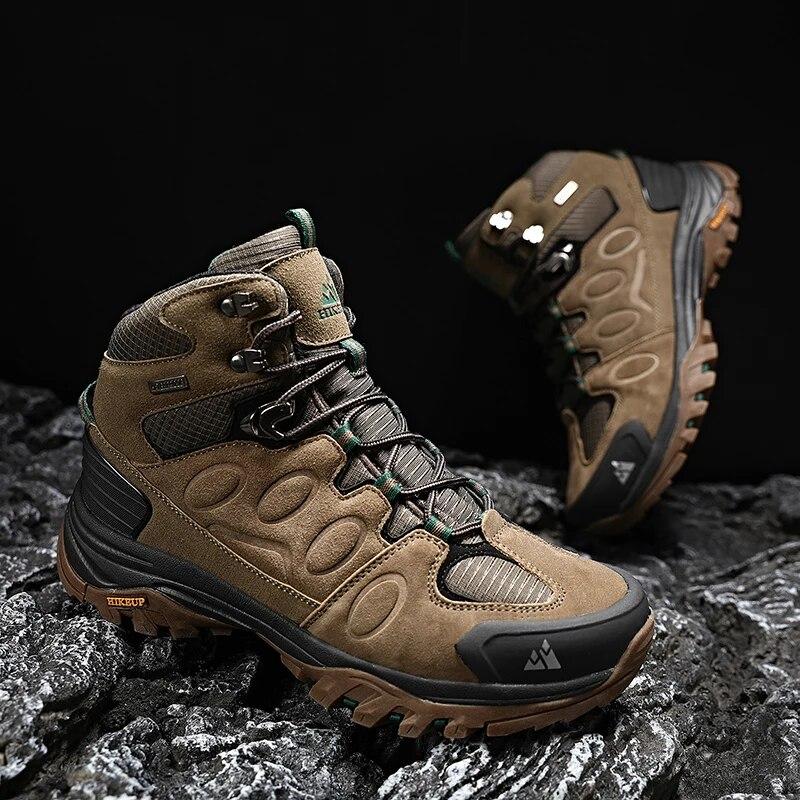 HIKEUP High-Top Herren Wanderschuh Winter Outdoor Schuhe Schnürschuhe Rutschfest Sportlich Lässig Trekkingstiefel Mann Wildleder Warme Schuhe