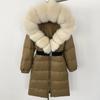 OFTBUY Moda Inverno Giacca Piumino 90% Imbottita con Piumino Collo in Pelliccia di Volpe Oversize Rimovibile Cucita Giacca Piumino Donna Abbigliamento Casual Largo