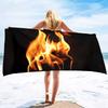 Flames Burning Fire Soft Beach Quick-Drying Bath Towel Large Absorbent Towel Blanket Suitable for Outdoor Travel Camping Yoga