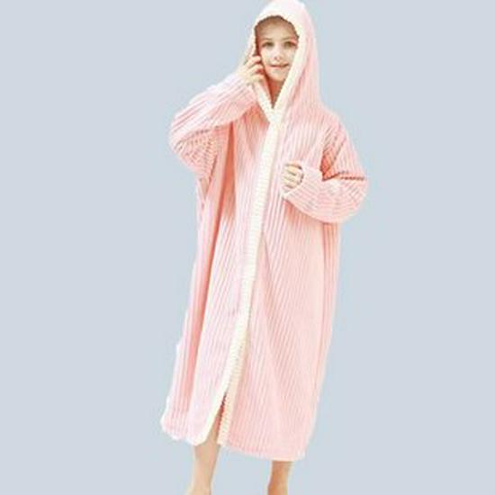 Ananas-Muster Korallenfleece Damen Bademantel mit langem Revers - Saugfähige Homewear