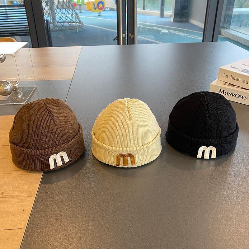 Autumn Winter Woolen Baby Hat - Knitted Letter Skull Cap, Korean Style Pullover for Newborns