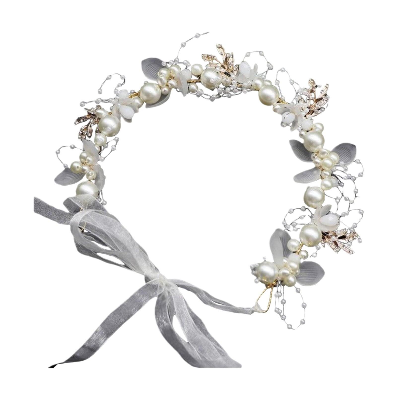 

Повязка на голову с цветочным венком, повязка на голову с цветком, повязка на голову с жемчугом, детский головной убор невесты One Size белый