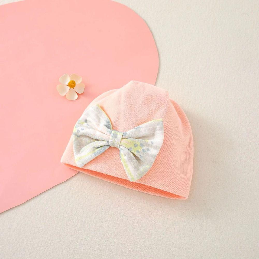 Cartoon Bear Baby Fetal Cap Print Infants Beanie Cap Windproof Newborn Hats  Hospital