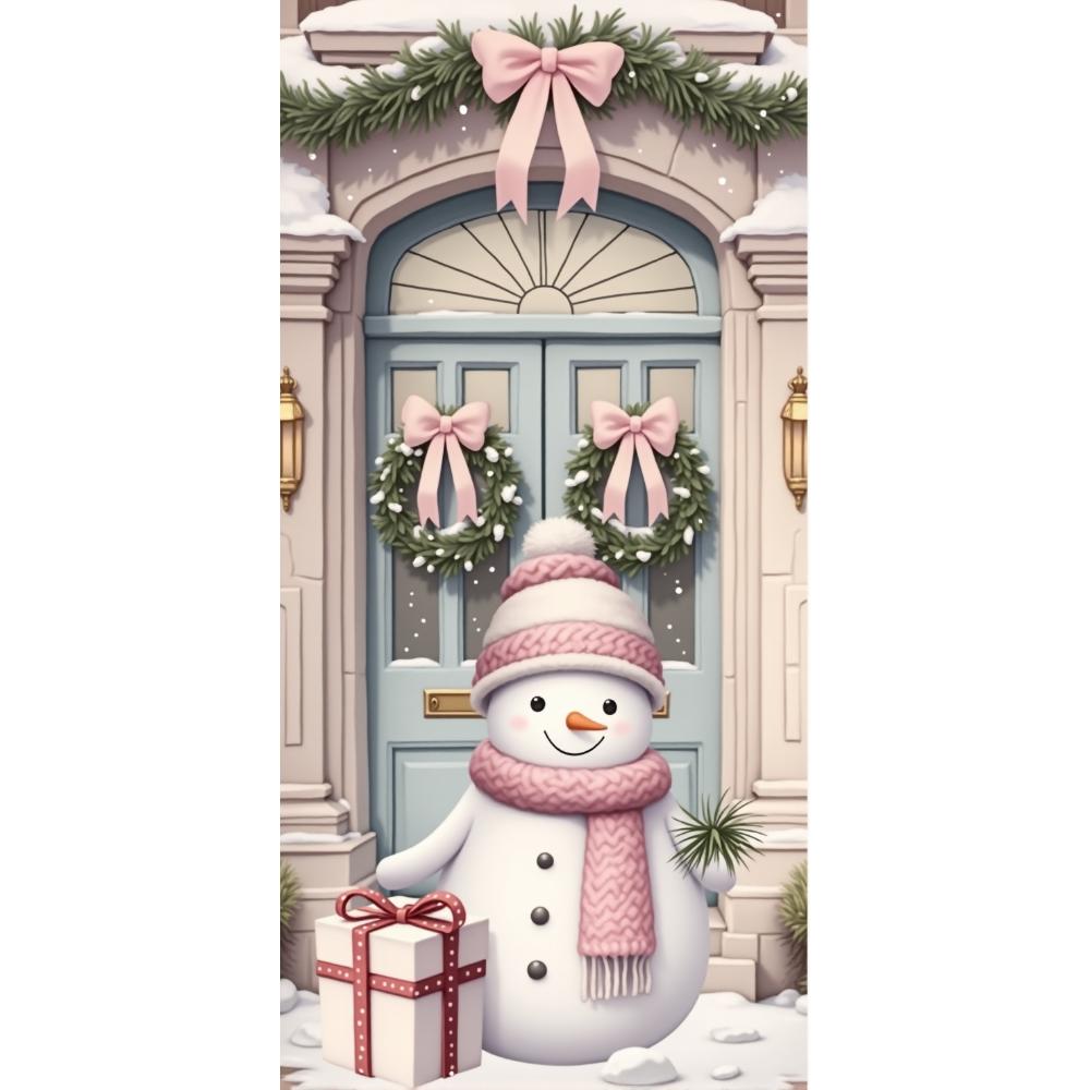 

Розовые подкладки со снеговиком для рождественских дверей Рождественский чехол для двери Украшение для входной двери сада на открытом воздухе Новый год 2025 Принадлежности для рождественской вечеринки