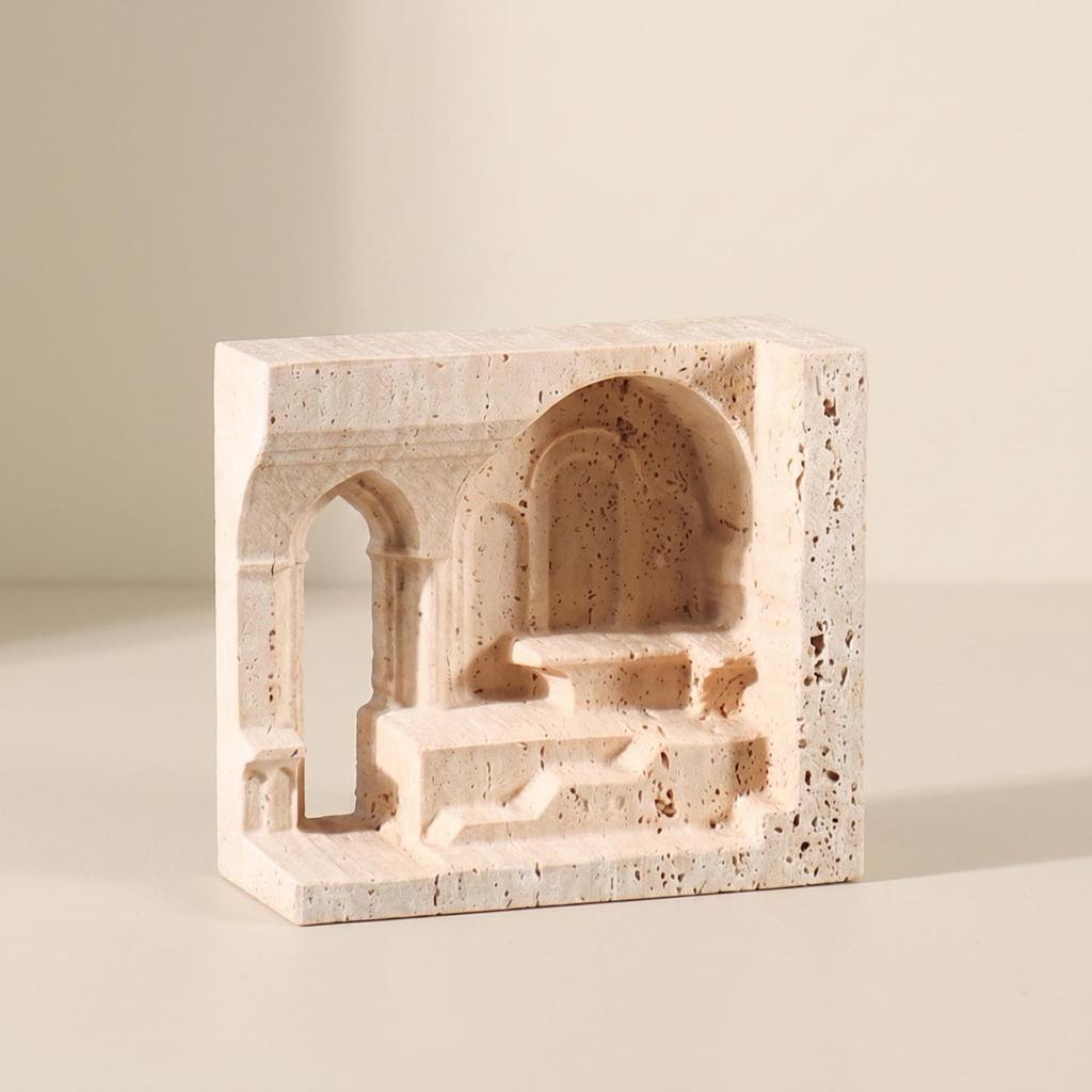 Carved Marble Sculpture Matte Architectural Elegant for Shelf, Console