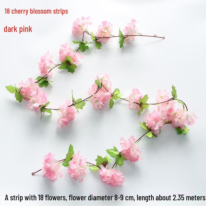 Artificial Rose & Green Leaf Vine for AC Decoration