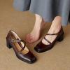 Fashion Hot Selling Women's High Heels Square Toe Buckle Designer Women's Shoes 2025 Fashion Winter Block Heel Mary Jane Shoes Zapatos