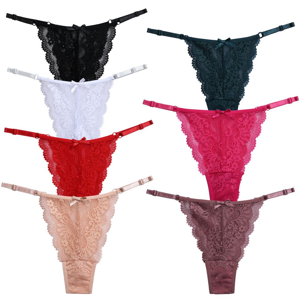 Lenjerie intimă tanga sexy ultra-subțire de vară pentru femei cu curea de ajustare din dantelă, talie joasă, fără urme