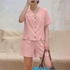 ZANZEA Completo estivo due pezzi da donna con blusa a maniche corte e shorts