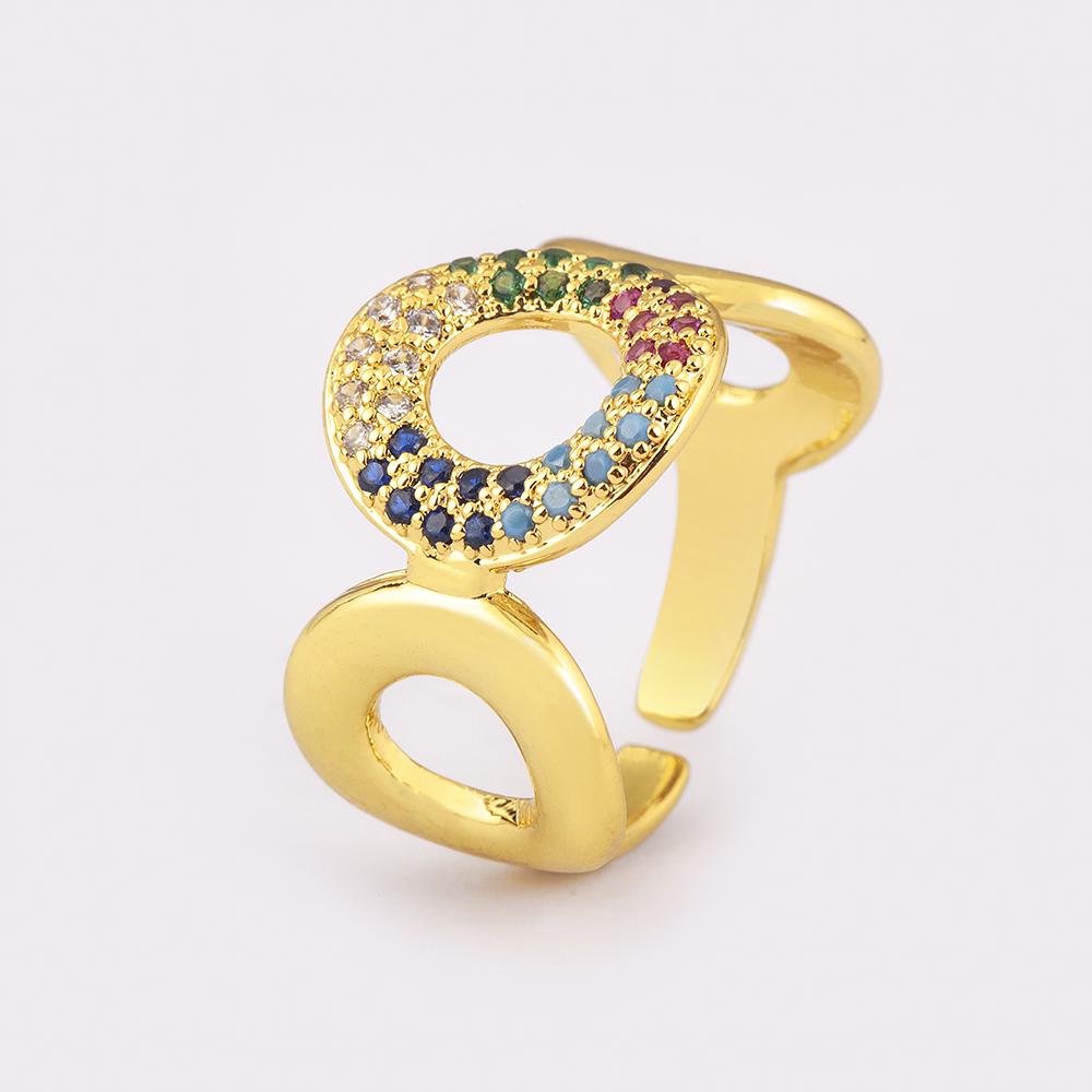 Nidin New Arrival Round/Cross/Elephant Shape Punk Style Open Rings Adjustable For Women Men Pave Colorful Zircon Jewelry Gifts