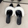 High-heeled Muller cool slippers women's 2025 new versatile pointed heel bag hair fashion wear half slippers women