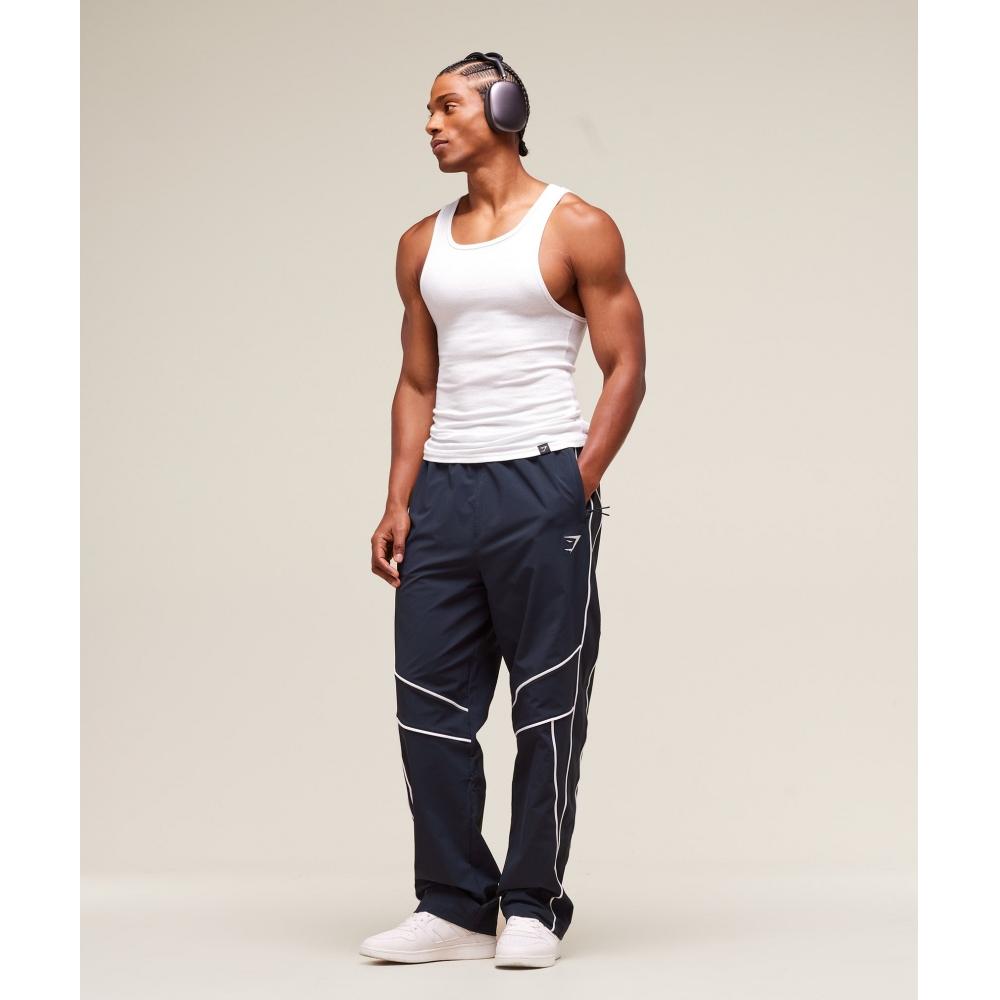 Gymshark Retro Crinkle Track Pants Heavy Blue A1c8v Uctn