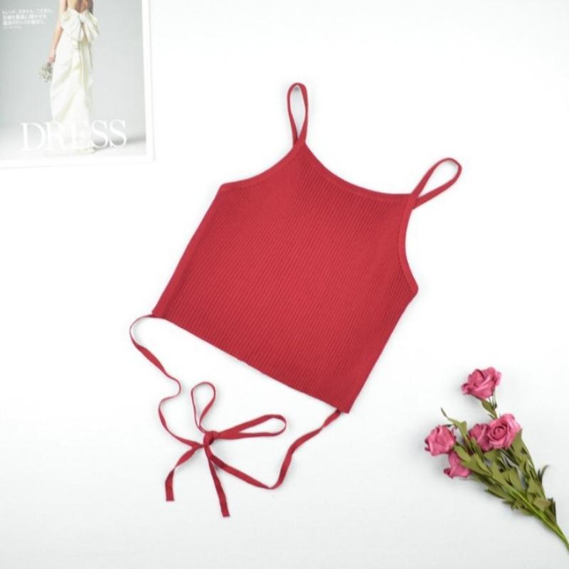 Spot EBay New Women's Clothing Camisole Back Hollow Lace-up Midriff-baring Bottoming Top