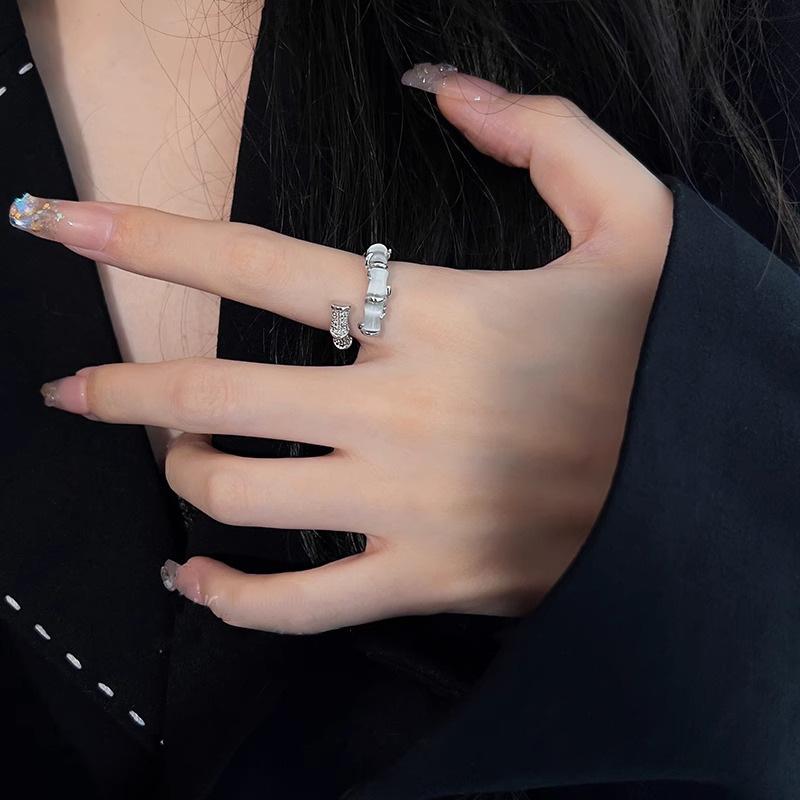 Bamboo Geometric Luxurious Ring For Women Stylish Adjustable Copper Finger Jewelry Trendy Piece Fashion