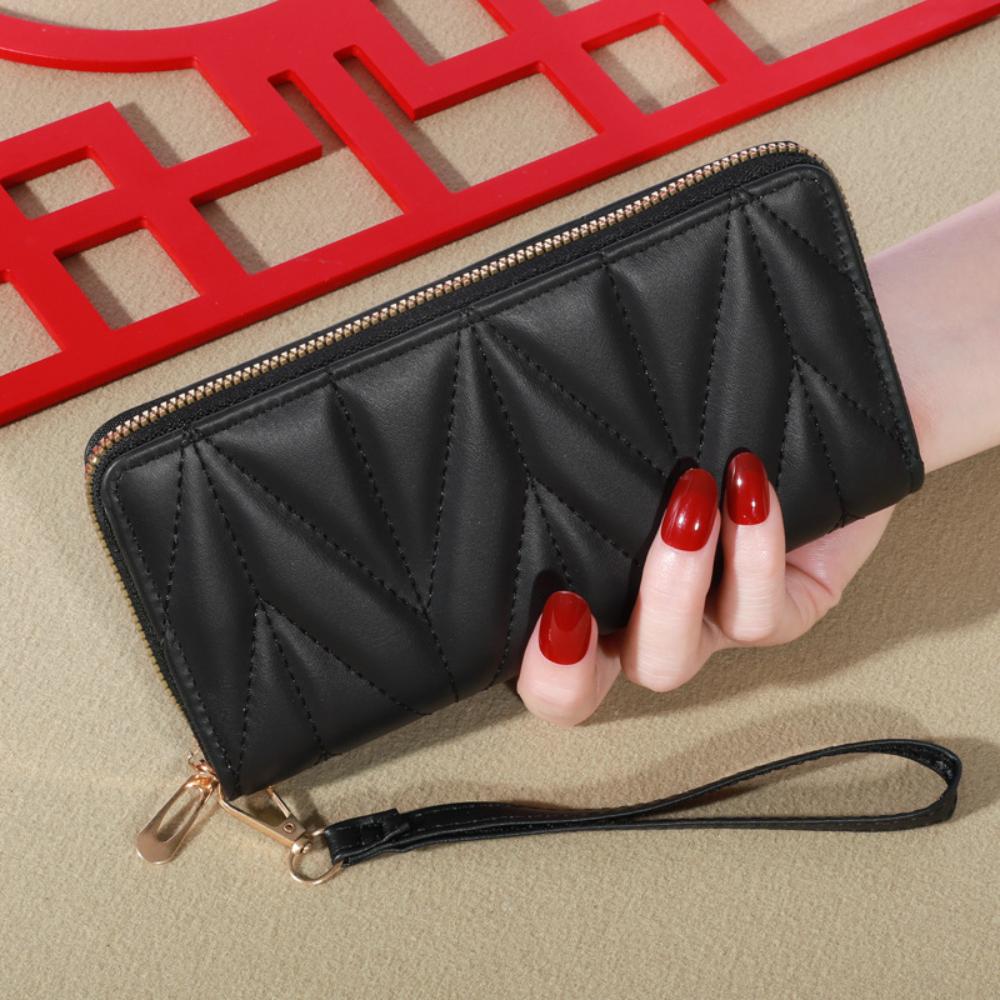 New Korean-style cute pu long coin purse, large-capacity ladies' multi-kara chain hand-held phone bag