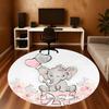 1pc Elephant, Flowers Round Chair Mat Area Rug - Non-Slip, Floor Mat for Office, Bedroom, and Indoor Decor C1125302