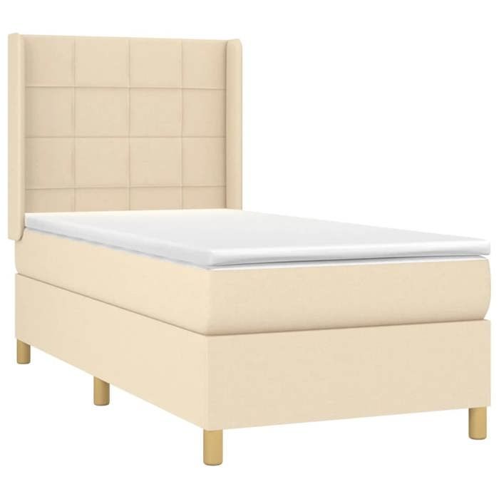 Maison Exclusive - Sommier à lattes de lit matelas et LED Crème 100x200 cm Tissu