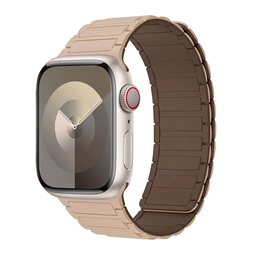 Magnetic Sports Band for Apple Watch Ultra 2 49mm 46mm 45mm 44mm 42mm 38 40 41mm Silicone Strap for IWatch Series 10 9 8 7 6 5 4