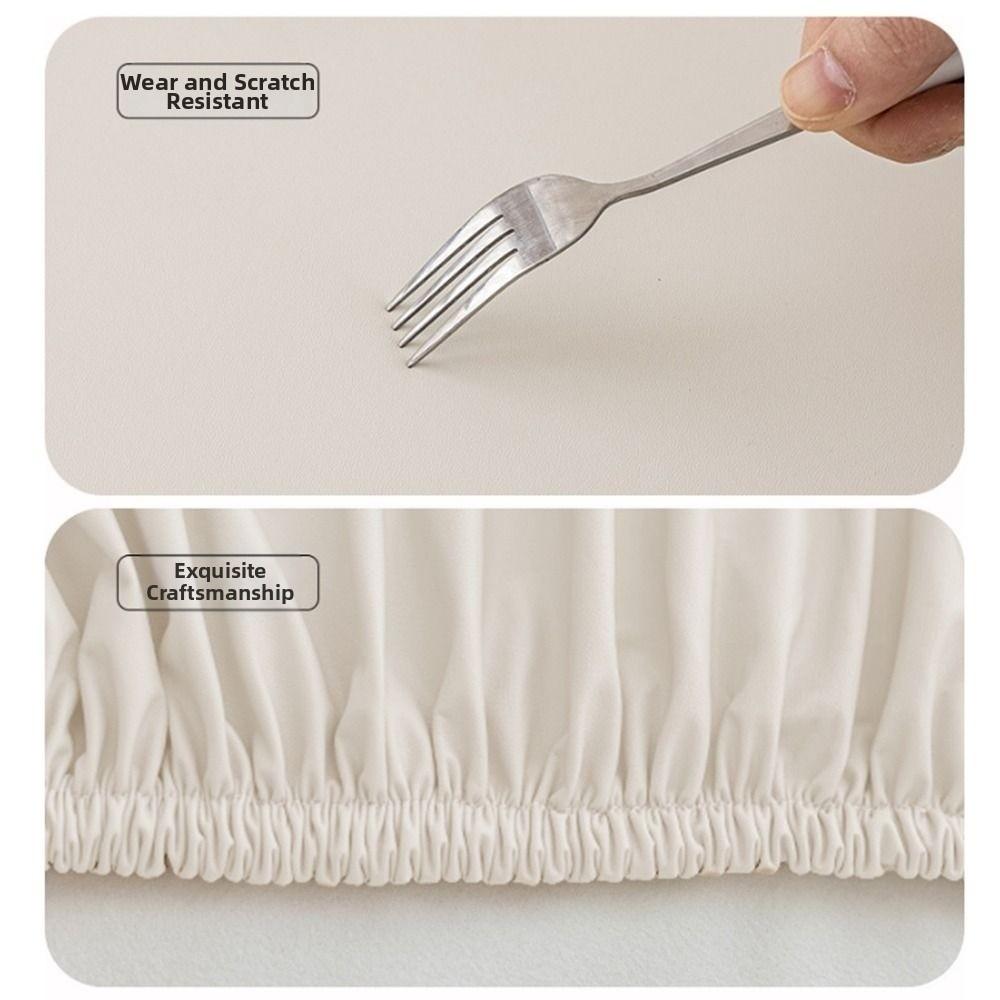 Oil Proof Round Table Cover PU Leather Elastic Table Cover Table Protector  Restaurant Use