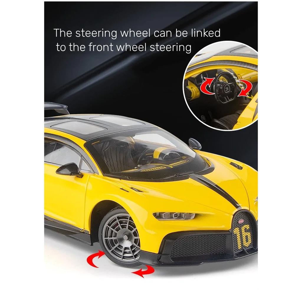 1/18 Bugatti Chiron Supercar Alloy Diecast Toy Scale Car Model Sound and Light Miniature Vehicle Children's Toy Collection Decorative Gift