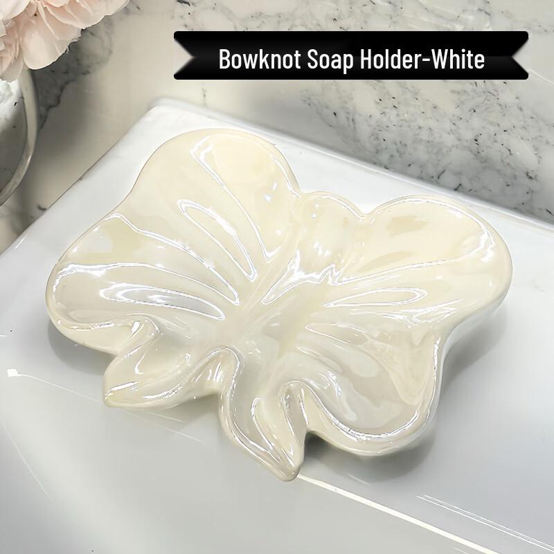 Bowknot Ceramic Drainable Soap Dish