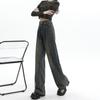 Lazy Wind High Waist Wide Legs Cement Gray Jeans Women's Thin Loose Versatile Straight Drape Pants
