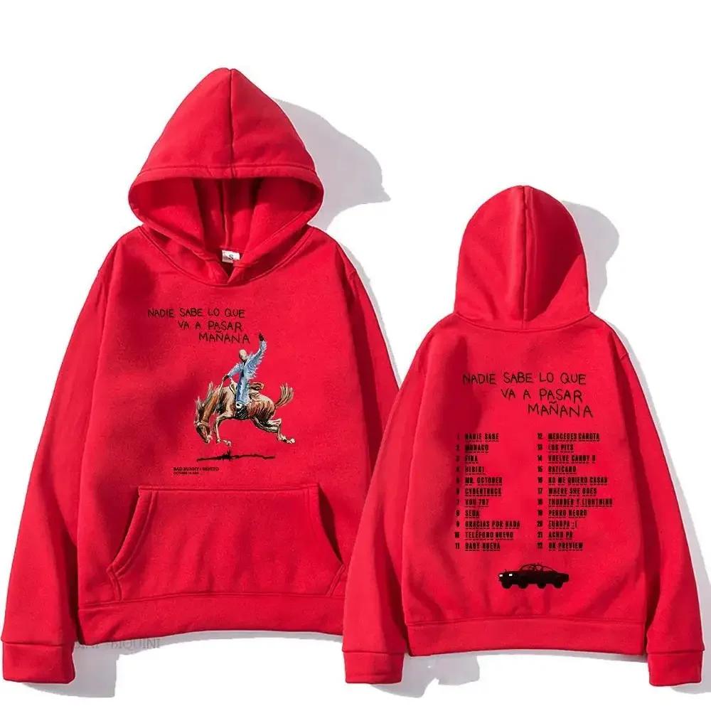 2025 Men's Hoodie Bad Bunny RIP Hoodie Sudaderas album Sporty long-sleeved Casual Loose clothing