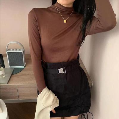 New Women Pullover Turtleneck Sweater Autumn Long Sleeve Slim Korean Simple Basic Solid Color Tops