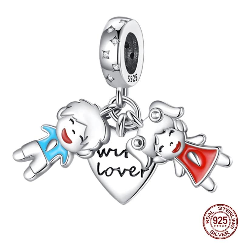 Copper Red Color Collection Heart Shape Charm Bead Charms Bead Charms Suitcase Pendant Compatible With Authentic Bracelets Lucky Jewellery Gifts