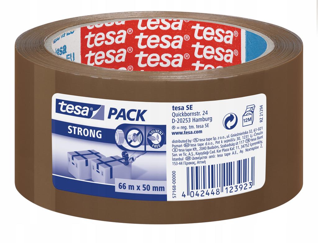 Tesa Strong Taśma Samoprzylepna Klejąca Pakowa Pp Cicha Brązowa 66M X50Mm