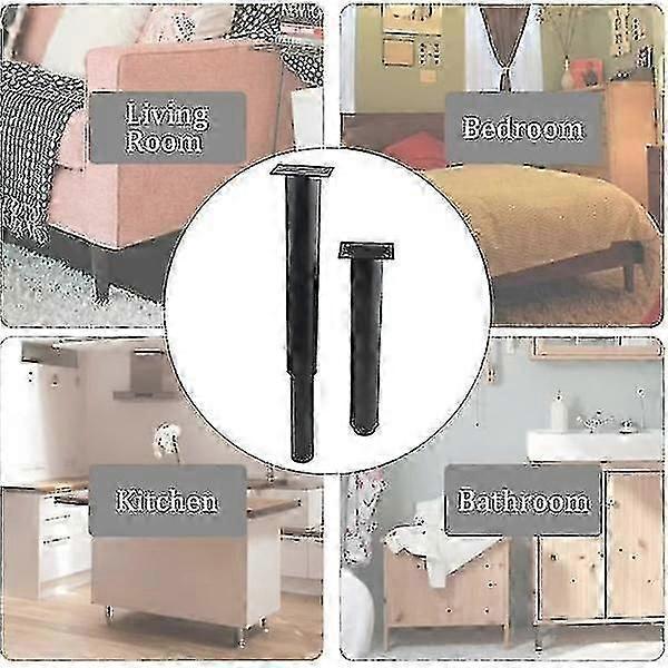 (25-42cm, Black) Set of 4 Strong Adjustable Metal Furniture legs-YuJia