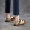 Johnature Genuine Leather Mixed Colors Soft Soled Women's Shoes Retro Round Toe Shallow Flat Shoes