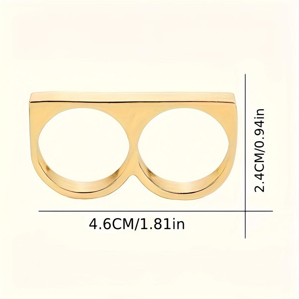 Men's Personality Ring, Disco Accessory Double Finger Alloy Ring Fashionable Stylish Hand Jewelry