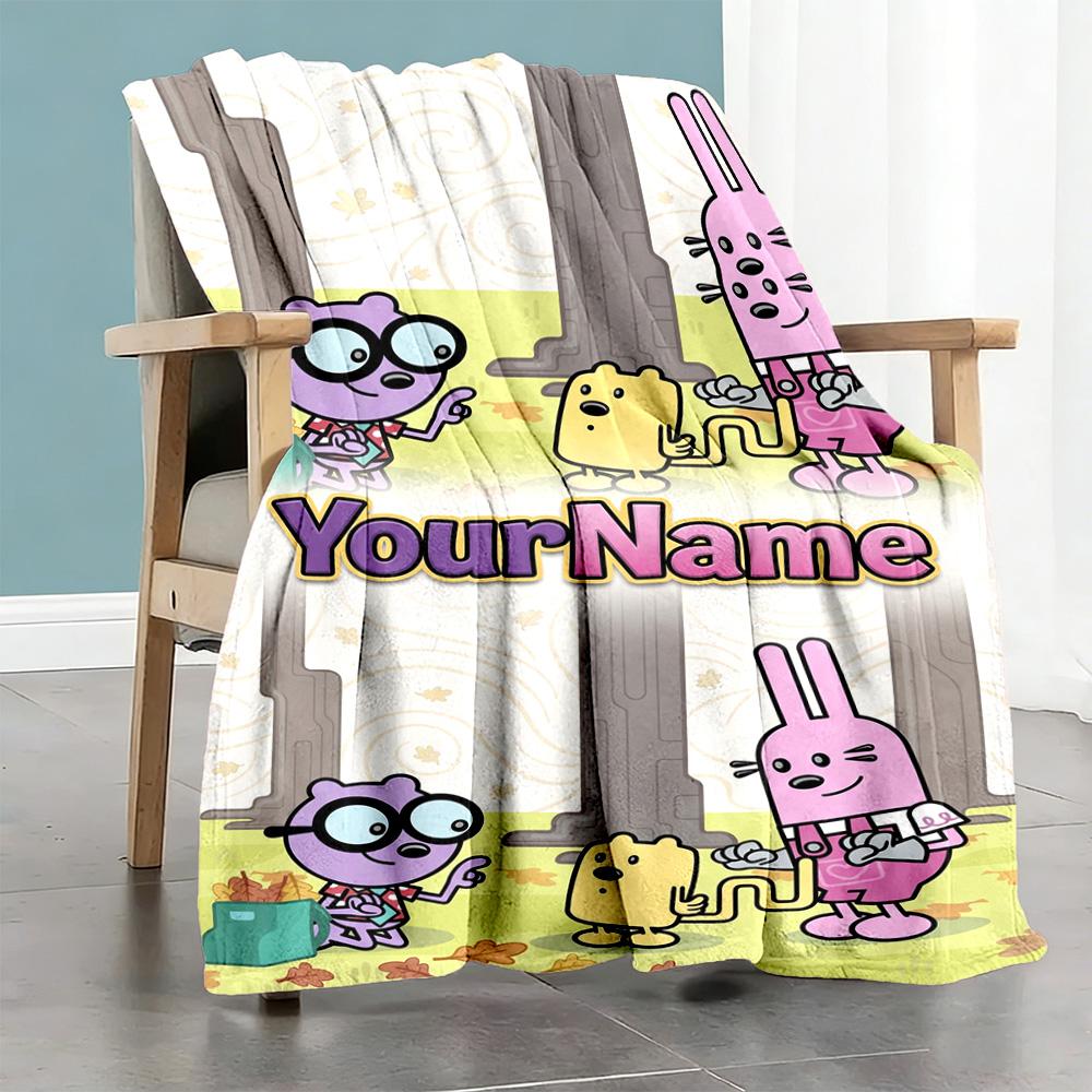 Wow! Wow! Wubbzy Personalized Name Blanket Throw Customizable Blanket Soft Warm Cozy Throw For Seaside Nap Livingroom Picnics Ideal for All Seasons