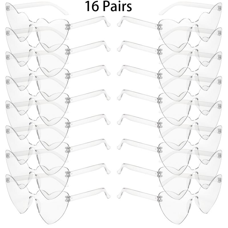16/20 Pairs Cute Heart Shaped Sunglasses Fashion Rimless Solid Color Beach Vacation Shades Women Trendy Rave Decor Sun Glasses