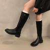 New Style Women's Petite High-top Versatile Riding Boots Autumn/winter Thick Base Long Tube Slimming Boots Rubber Upper Material