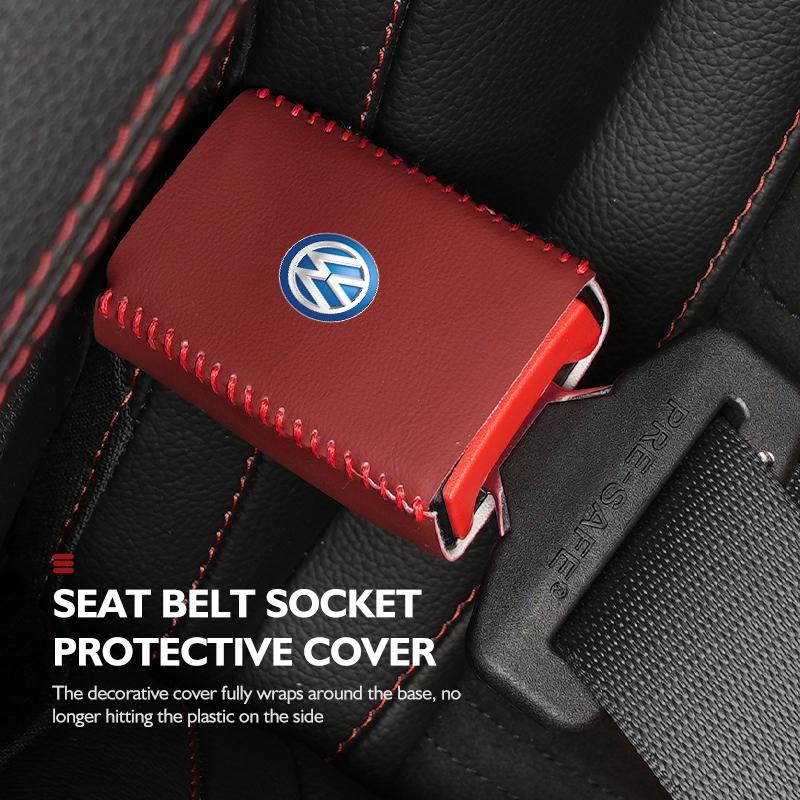 Leather Car Seat Belt Buckle Cover Protective Anti-Scratch Clip For Volkswagen VW Passat Golf 4 5 6 Tiguan Polo Scirocco Jetta zh9
