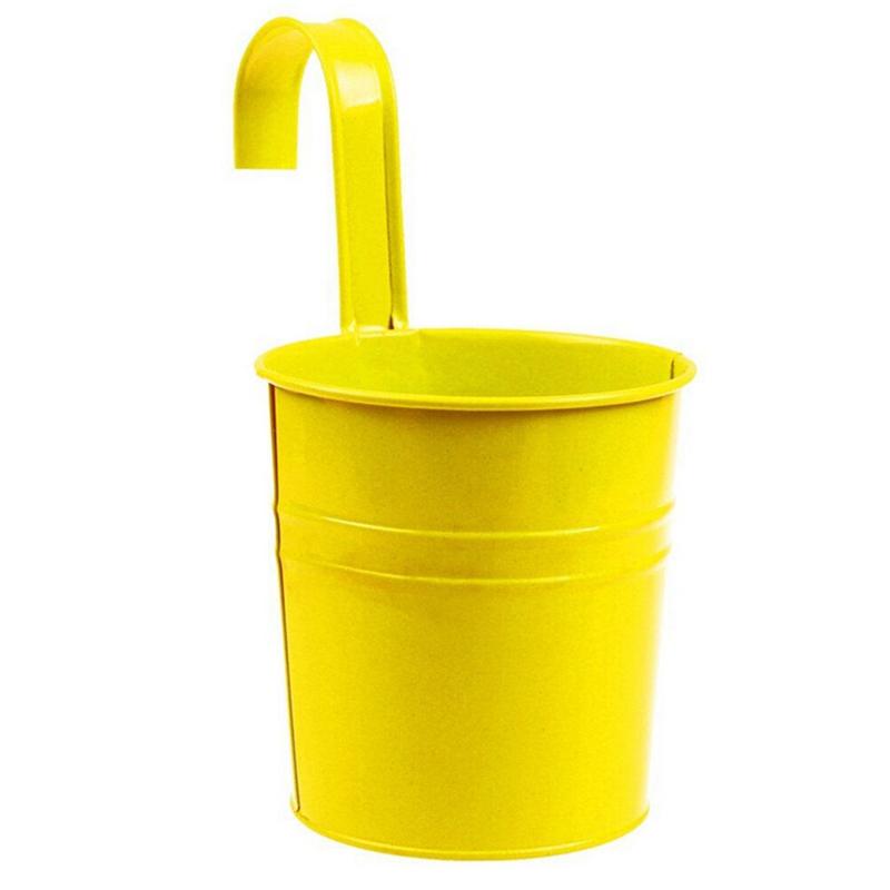10 Colors Metal Iron Flower Wall Hanging Flower Plants Pot Hook Bucket Tin Garden Planter Pots Balcony Hanging Succulent Basket