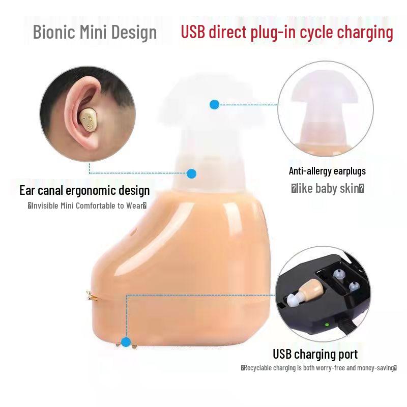 Aparelhos Auditivos Recarregáveis Sem Fio Intra-auriculares Sino-Alemães para Idosos - Fones de Ouvido Atrás da Orelha Discretos e Portáteis