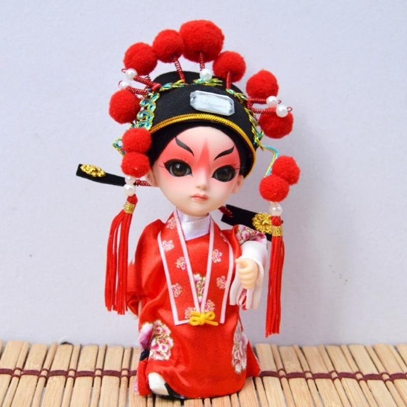 Chinese Peking Opera Mask Doll Opera Character Decoration Silk Doll Chinese Handmade Decorative Gifts Shop Decoration Doll