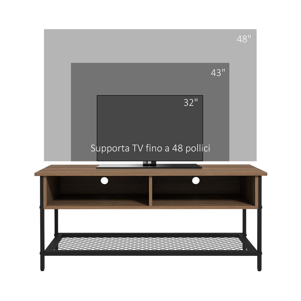 Mobile Porta TV Up To 48 Inch Industrial Style In Wood And Steel 110x40x48cm Brown And Black